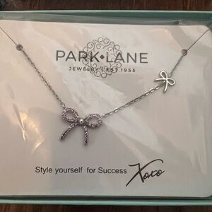 Park Lane Silver Necklace with Pink Bow